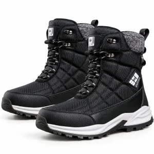 Bottines homme noires fourrées à tige quadrillée pour hiver