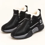 Bottines homme noires fourrées avec zip avant pour hiver
