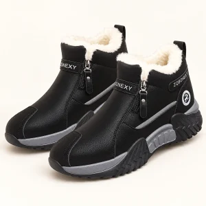 Bottines homme noires fourrées avec zip avant pour hiver