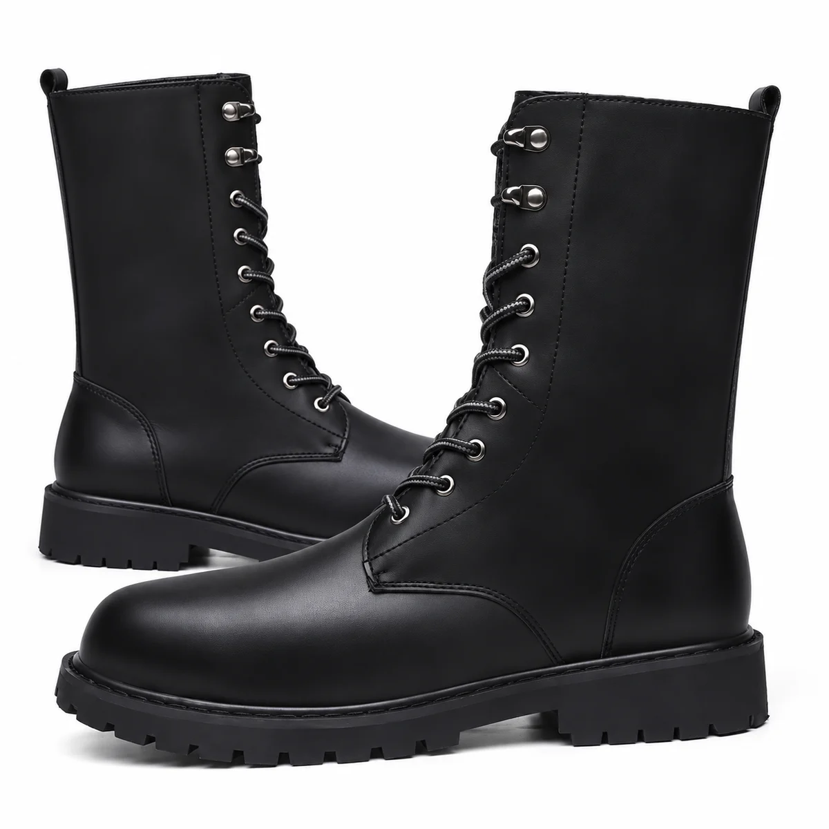 Bottines homme noires chaleureuses avec lacets et talon plat