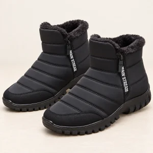 Bottines homme noires matelassées avec zip pour hiver