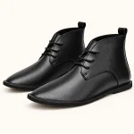 Bottines homme noires minimalistes à lacets en cuir élégantes