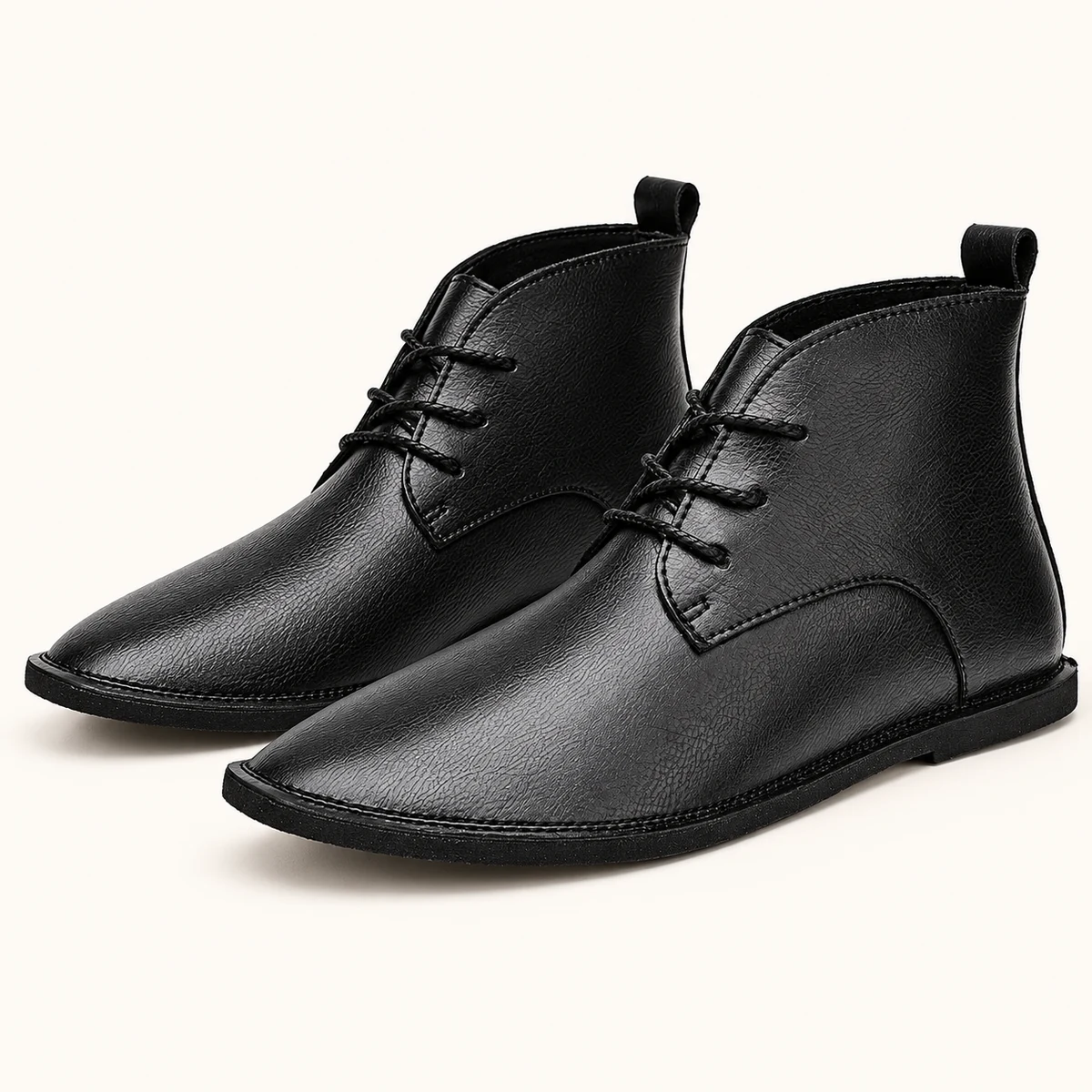 Bottines homme noires minimalistes à lacets en cuir élégantes