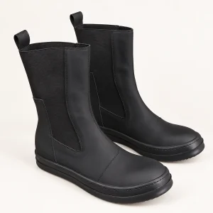 Bottines homme noires sans lacets avec panneaux élastiqués élégantes