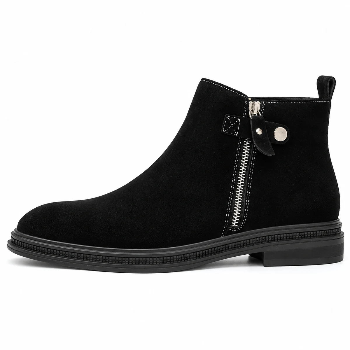 Chaussures homme élégantes en noire veloutée avec talon modéré