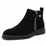 Bottines homme noires veloutées avec zip et talon bas