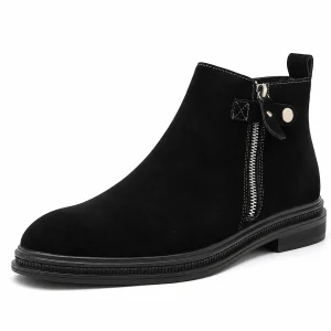 Bottines homme noires veloutées avec zip et talon bas