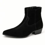 Bottines homme noires veloutées avec zip et talon élégantes