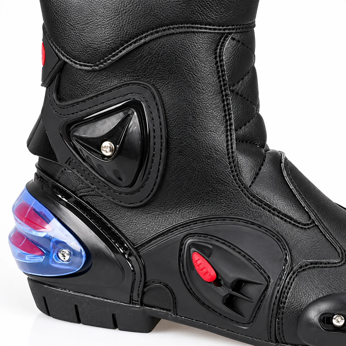 Bottines à la mode en noir avec panneaux rouges et design sophistiqué