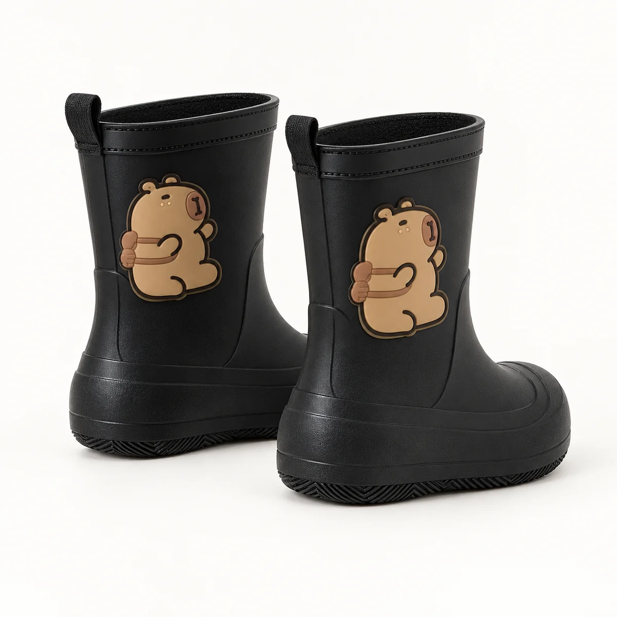 Bottes de pluie enfant noires à petit ourson – Image 3