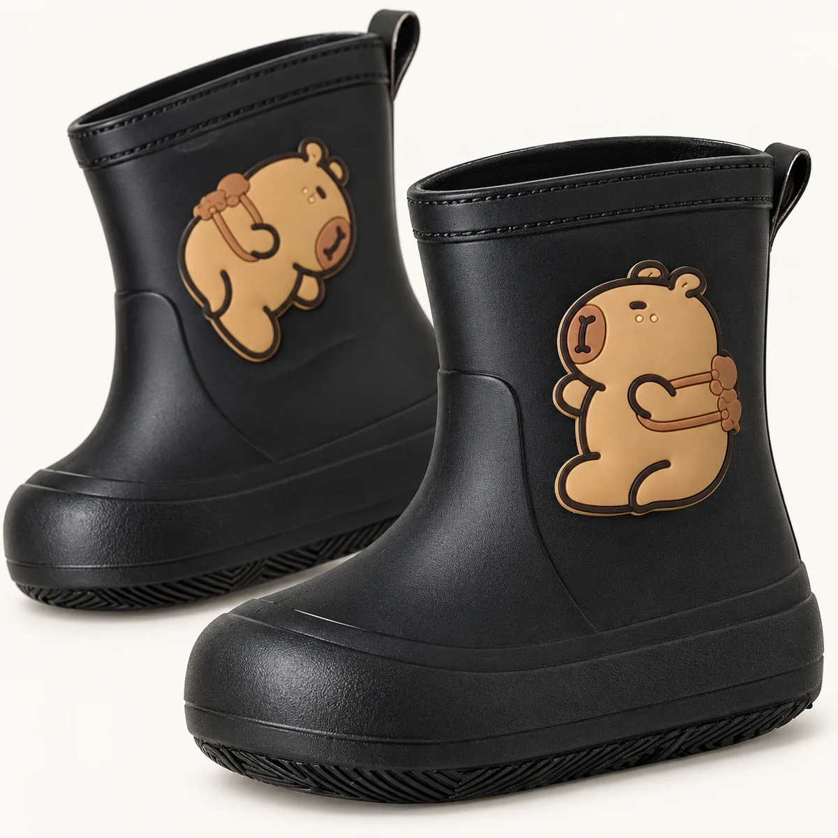 Bottes de pluie enfant noires à petit ourson – Image 4