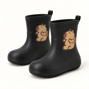 Bottes de pluie enfant noires à petit ourson