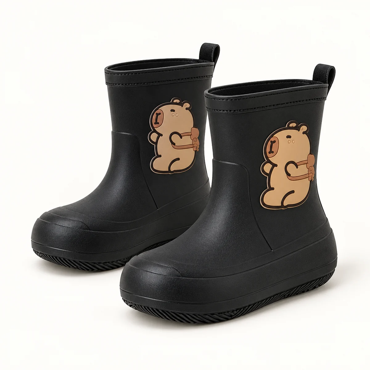 Bottes de pluie enfant noires à petit ourson