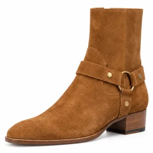 Bottines western femme camel avec bride et anneau pour un look cowboy chic