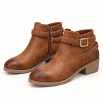 Bottines western femme marron avec bride tressée élégantes