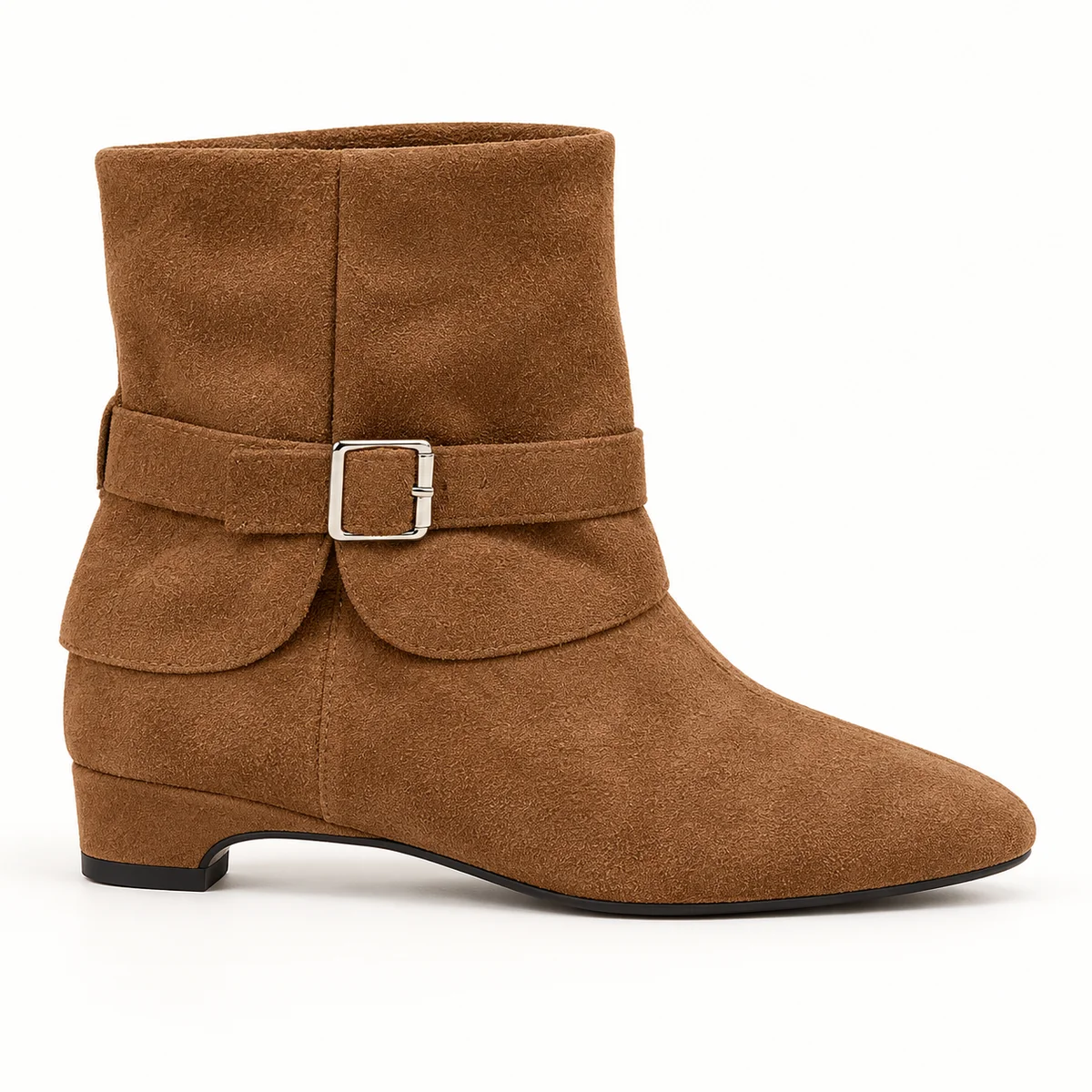 Bottines femme marron effet daim avec détail de bride pour look western