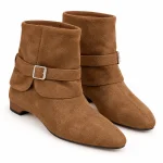 Bottines western femme marron en daim avec bride élégante