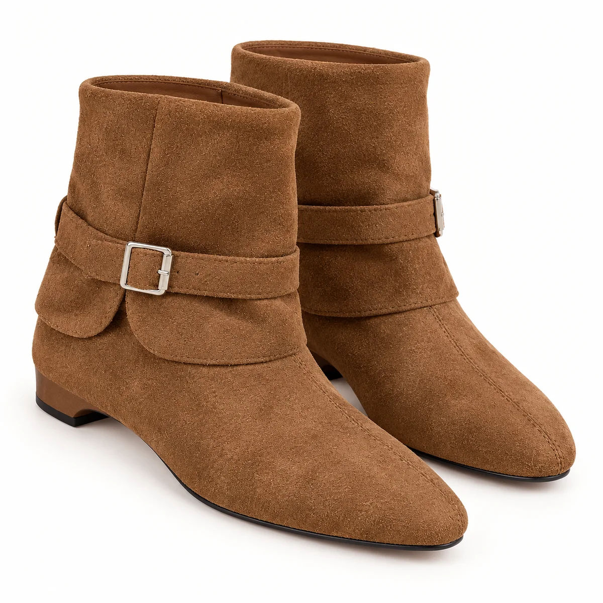 Bottines western femme marron en daim avec bride élégante