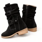 Bottines western femme noires avec brides et talon bas élégantes