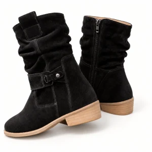 Bottines western femme noires avec brides et talon bas élégantes
