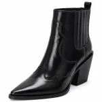Bottines western femme noires avec élastiques et talon haut