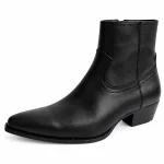 Bottines western homme noires avec coutures arrondies élégantes