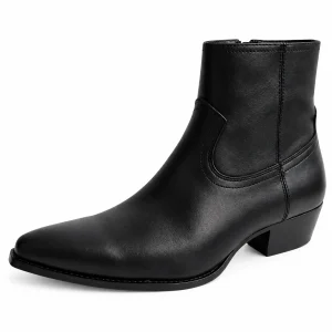 Bottines western homme noires avec coutures arrondies élégantes