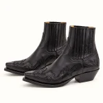 Bottines western pour homme noires brodées avec élastiques ajustables