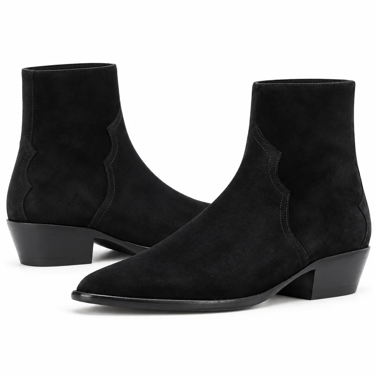 Bottines western homme noires à bout effilé mettant en valeur le style western