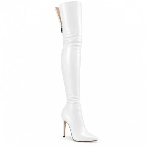 Cuissardes blanches à haut talon aiguille pour femme