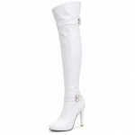 cuissardes femme blanches a talon aiguille et boucle lot18b vue principale