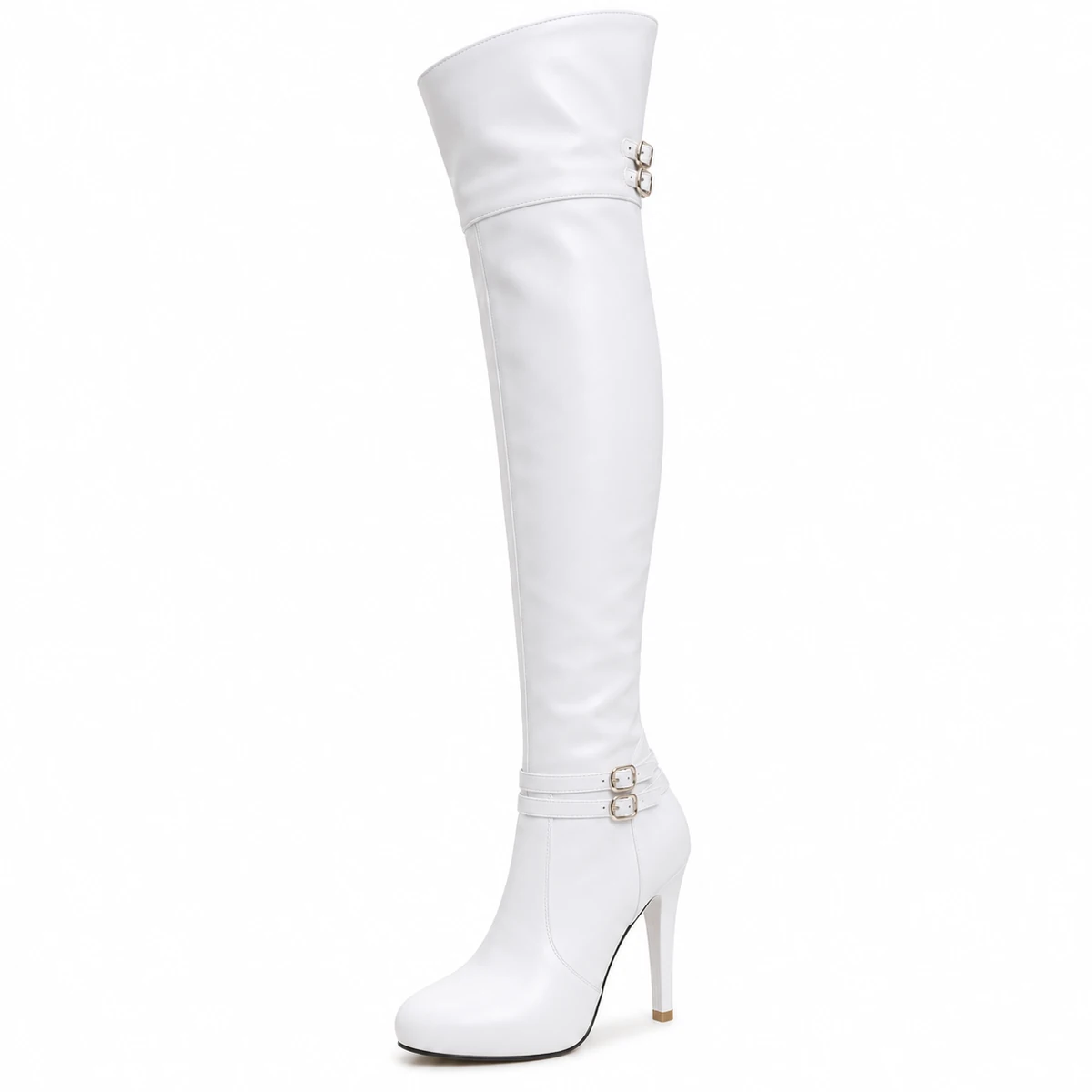 cuissardes femme blanches a talon aiguille et boucle lot18b vue principale