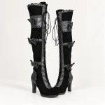 Cuissardes noires à lacets et brides pour femme élégantes et tendance