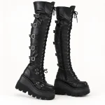 Cuissardes femme noires à lacets et boucles élégantes